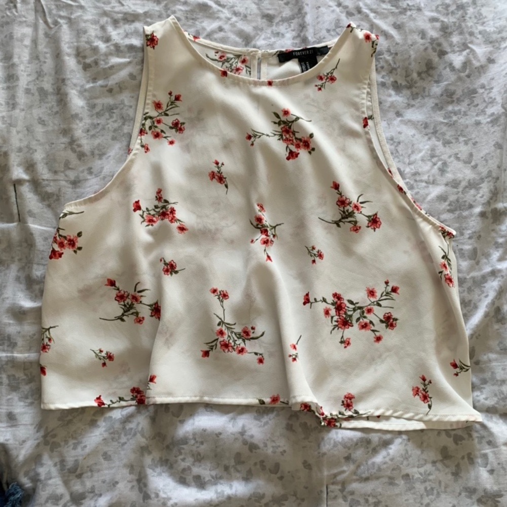White top with floral print